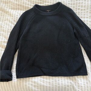 Quince Women's Black Cotton Fisherman Sweater